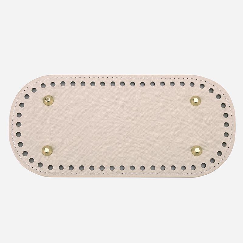 Handmade DIY Woven PU Oval Bag Bottom, 22x10cm Cross Pattern