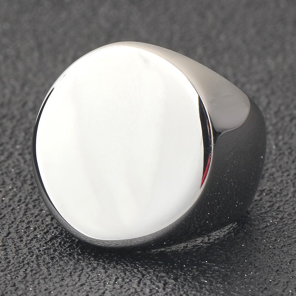 European & American Stainless Steel 22MM Smooth Surface Ring - Fashionable & Customizable for Men