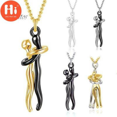 Hi Couple Necklace Hugging Figure Statue Love Durable His and Hers Necklace for Gift