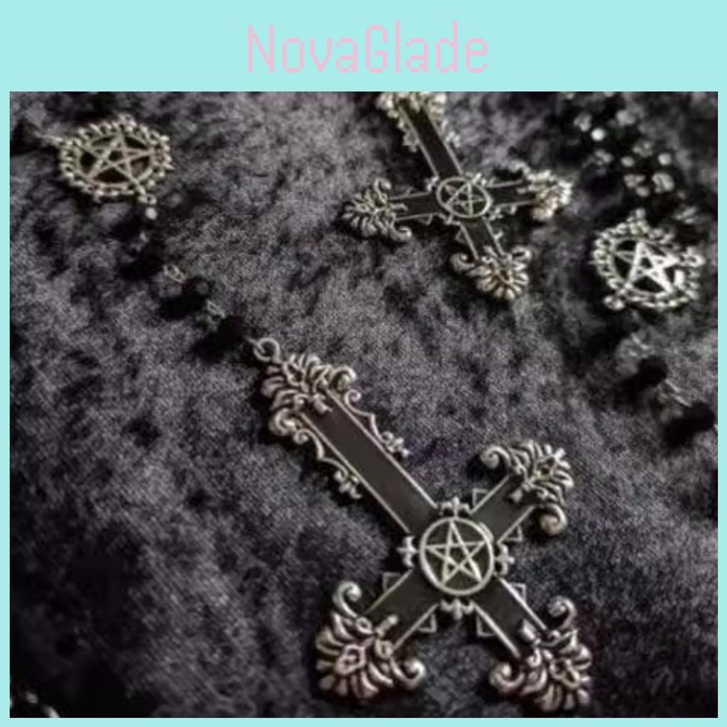 Geometric Star Cross Pendant Necklace With Alloy Chain For Men And Women