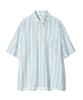PARTIMENTO Multi-Stripe A-Line Oversized Half Shirt Sky