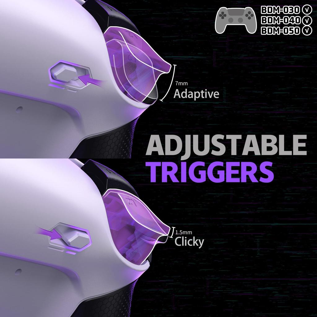 eXtremeRate RISE Plus MAX Back Paddle Kit for PS5 Controller 040 050 with Bottom Shell Clicky Trigger Stops Rubber Remappable Back Button Kit for PS5