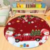Merry Christmas Round Area Rugs Christmas Tree Red Plaid Rug for Living Room Carpets, Breathable Rug for Kids Room Floor Mat