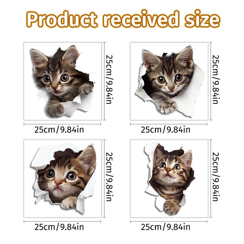 

3D трехмерная наклейка на стену с котом, наклейка для декора ванной комнаты и туалета, наклейка на стену для спальни и гостиной 25 * 25 * 4 sheets