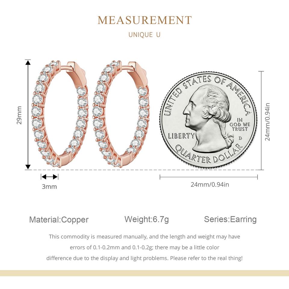 WOSTU Kruhové náušnice Velké kulaté kruhové náušnice Dainty Halo CZ Dámské náušnice