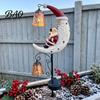 Festive Resin Santa Lights Moon Garden Stake Light, Solar Powered Claus Lamp Outdoor Decoration with Stake, Holiday Decorative Light for Yard