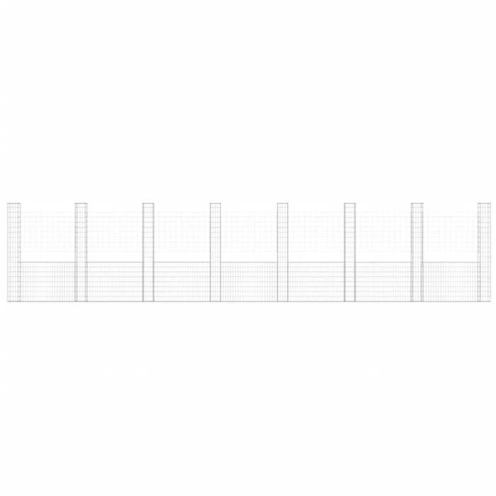 VidaXL Panier de Gabion en Forme de U avec 8 Poteaux Barrière de Jardin Clôture en Mur de Panier Décoration Extérieur Fer 151295