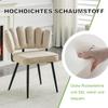 Set of 2 European Dining Chairs with Flower-Shaped Backrest and Velvet Cover. Textured Velvet + Black Metal Legs, 80 cm High, Living and Dining Area.