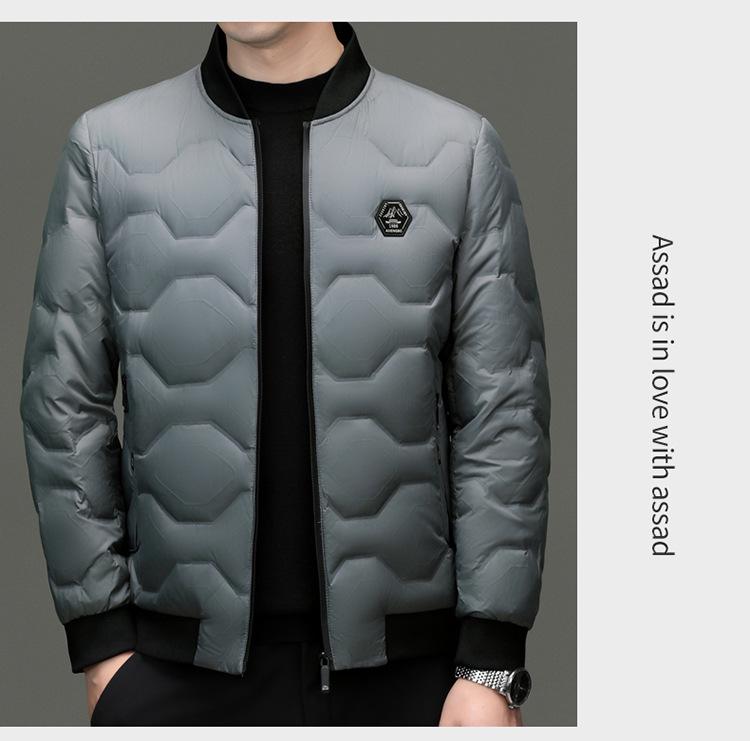 Men's Wool Collar Lightweight Down Jacket - Fashionable, Warm, Short Lapel Winter Coat for Middle-Aged