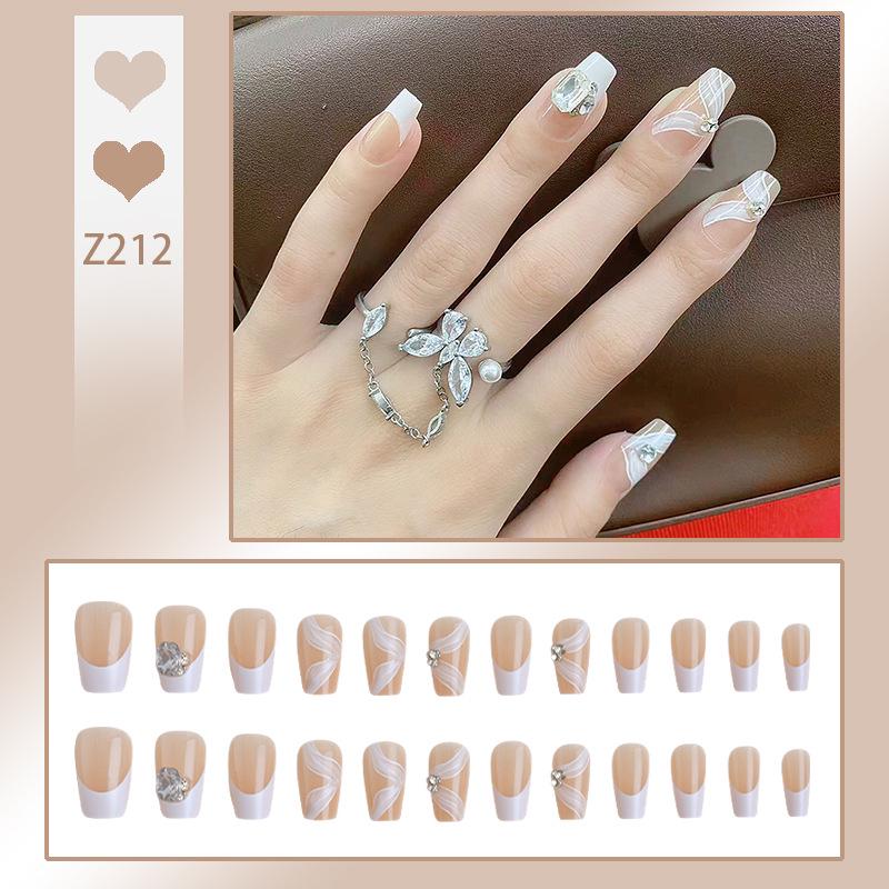 Luxurious Transparent Blush Bubble Rose Press-On Nail Set with Wearable Stickers
