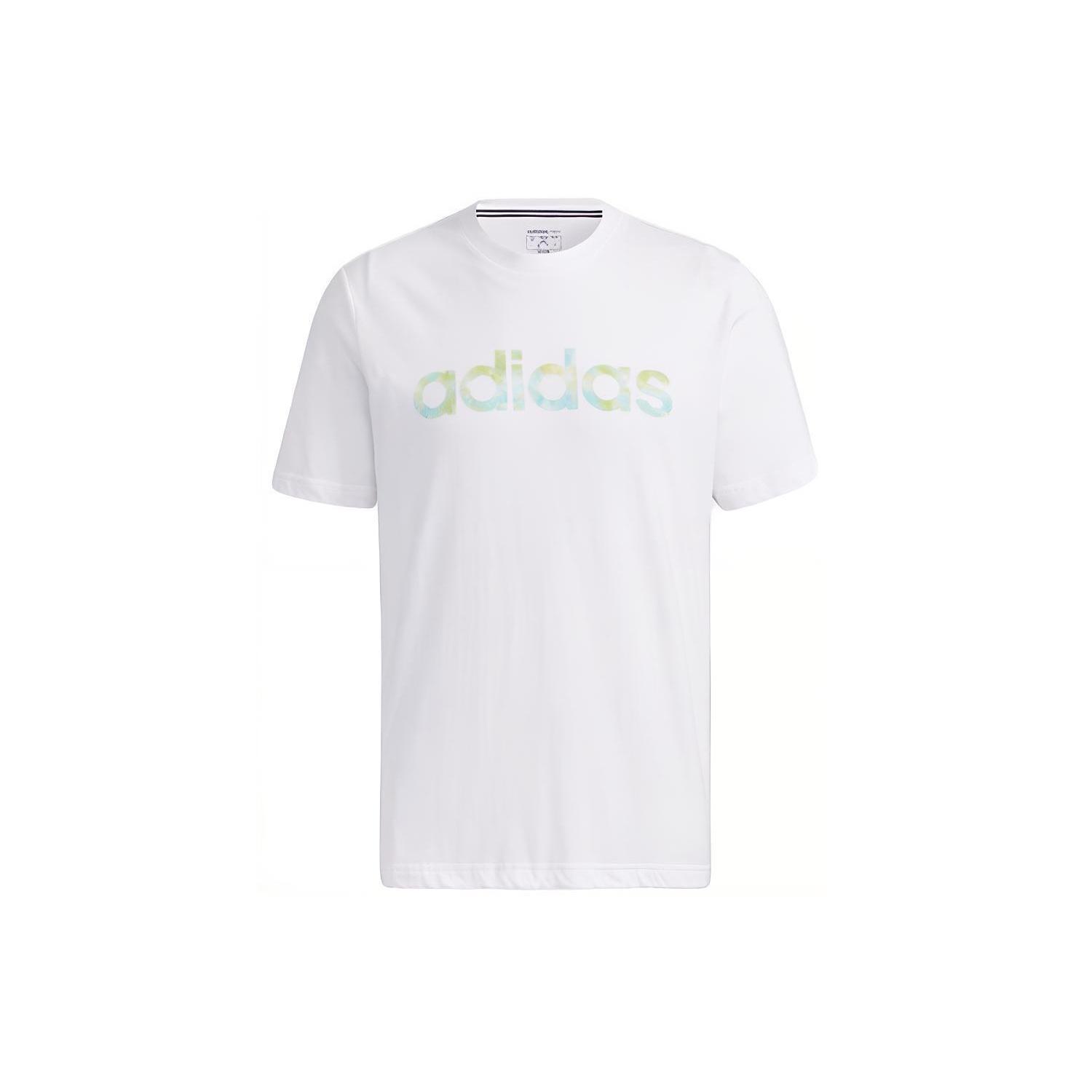 adidas neo Tie Dye Logo Printing Sports Round Neck Short Sleeve White Men s GP4876 XXL