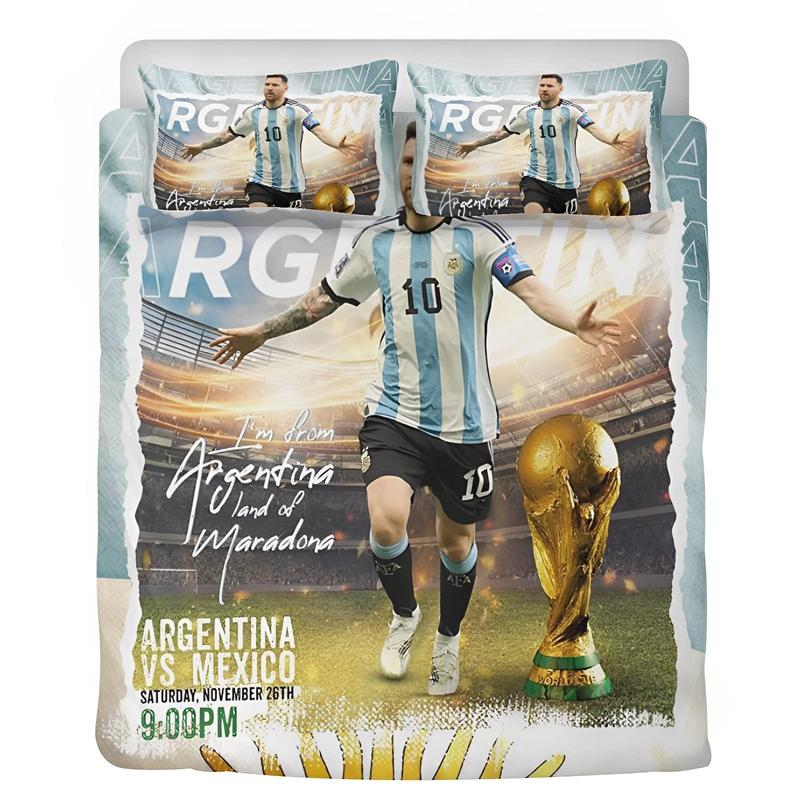3D Printed Bedding Set With Zipper Duvet Cover And 2 Pillowcase Messi Idol Youth Football Star Football Club 2 Zippered Pillo