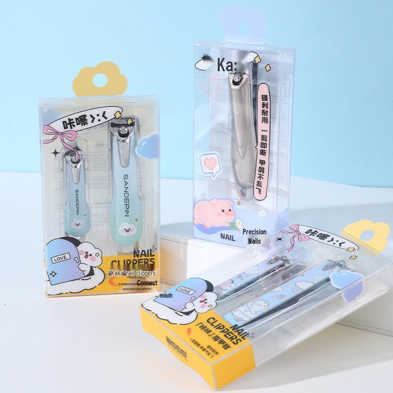 2026 Cartoon Boxed Angled Flat Anti-Splash Nail Clippers Set for Girls