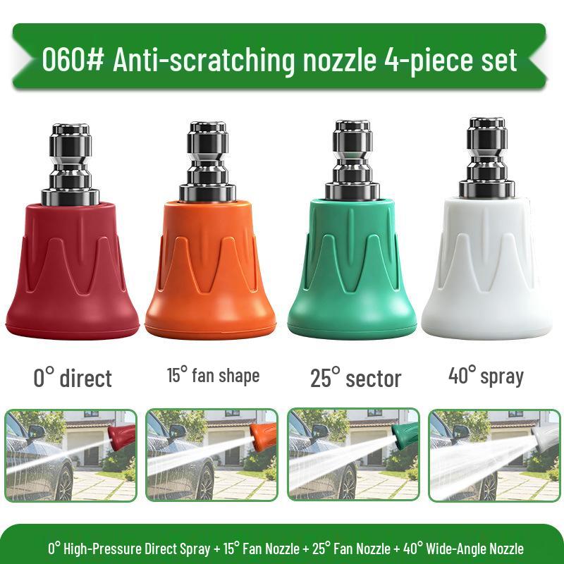 1/4 Quick Connect Colored Fan-Shaped High-Pressure Washer Nozzle with Stainless Steel and Rubber Sleeve