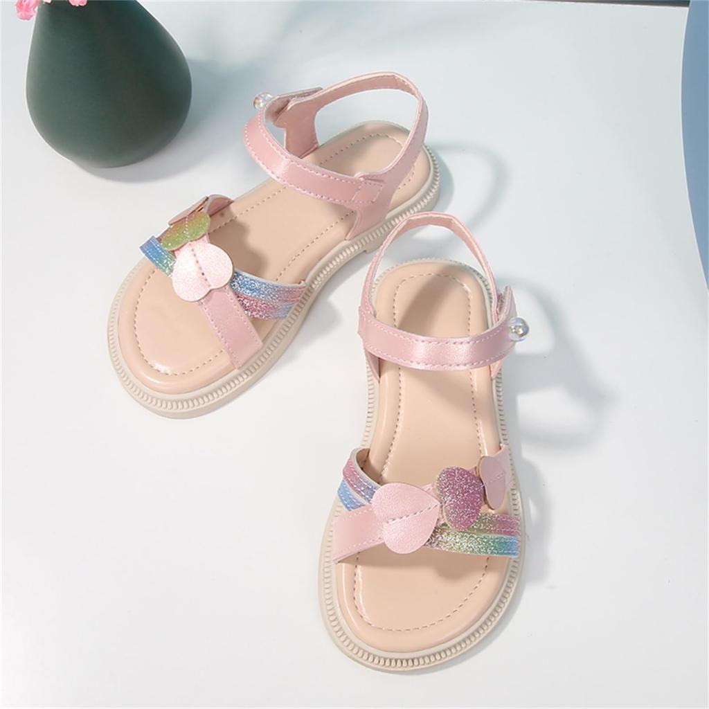 Sandales pour Cœur Croix Velcro Été Sortie Cadeau d'anniversaire [WUIWUIYU] Enfants, Filles, Sandales, Fermeture, Flexibles, Confortables, Chaussures, Sortie, Voyage, (Rose,