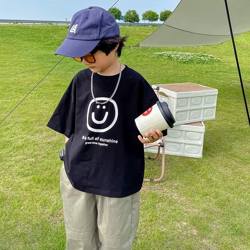 

Детская футболка с короткими рукавами для мальчиков, летняя повседневная футболка с круглым вырезом для маленьких мальчиков, свободный топ для маленьких мальчиков, унисекс, дышащая футболка с графическим принтом для мальчиков