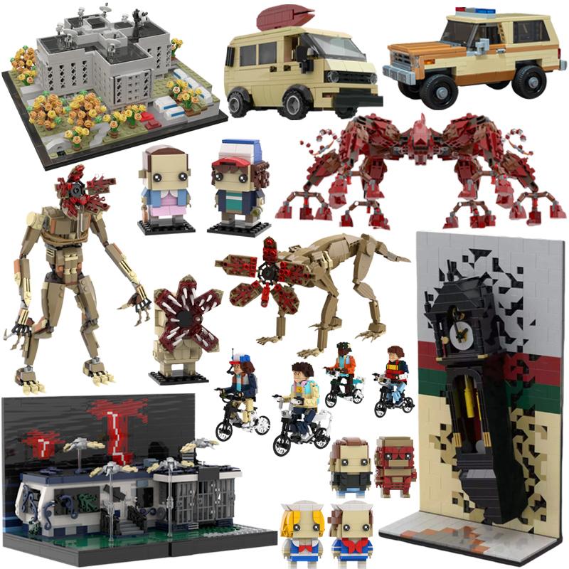 Movie Monster Demodog Building Blocks MOC Strangered Things Vecna Clock Eleven Figure Campervan Guitar Scene Brick DIY Toys Gift