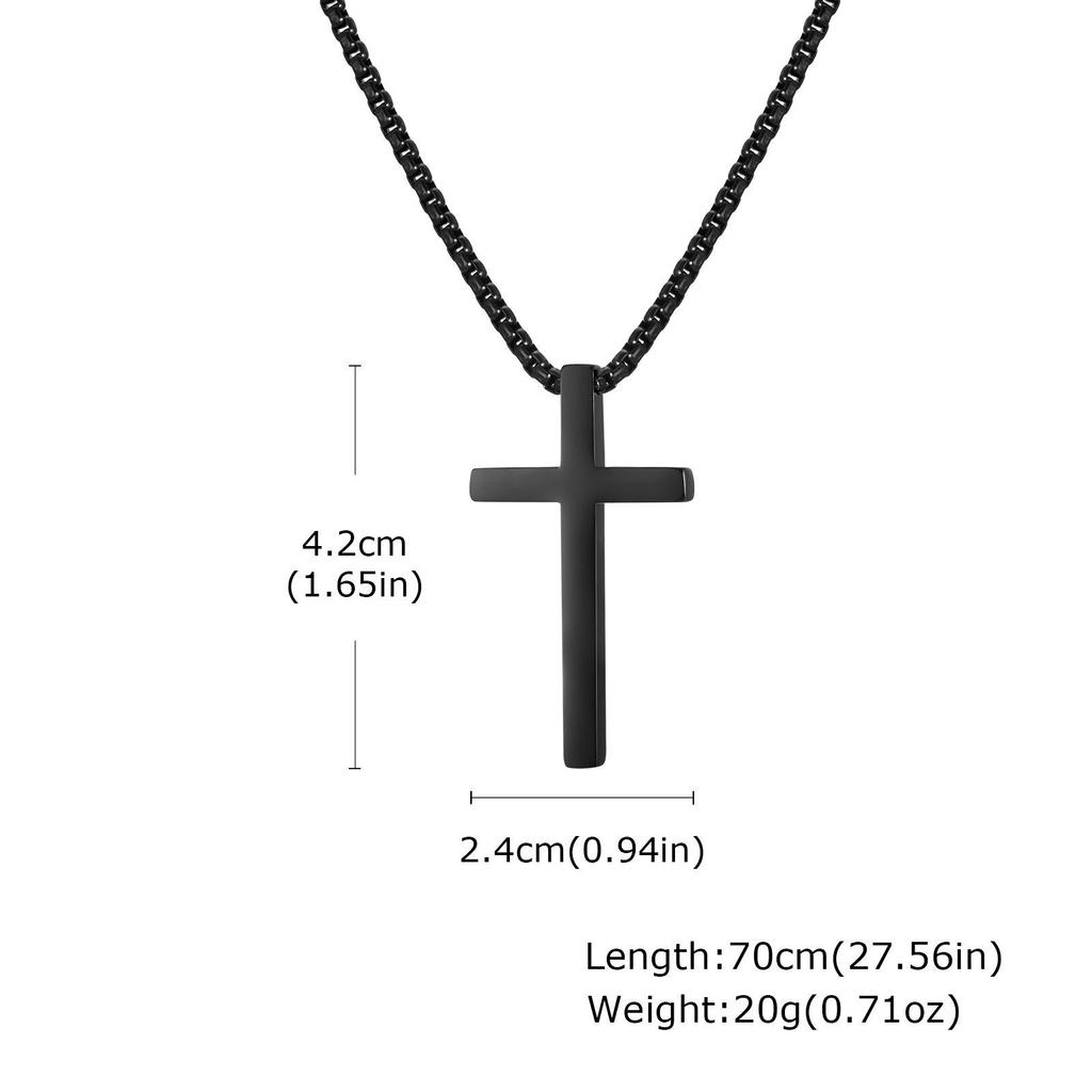 Stainless Steel Simple Cross Pendant Necklace, Multiple Sizes for Men and Women (Model 2103)