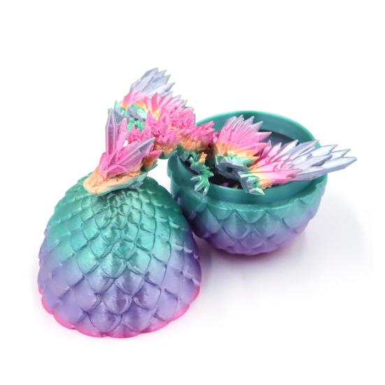 Yousheng 3D Printed Dragon Egg Figurine Movable Joints Flying Dragon Figure Fidget Toy Dragon Egg with Articulated Dragon Inside Decoration Ornament