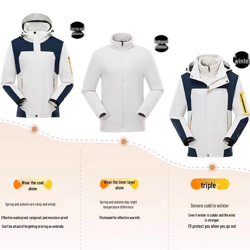EASTERN CAMEL Unisex 3-in-1 Detachable Outdoor Windbreaker Jacket
