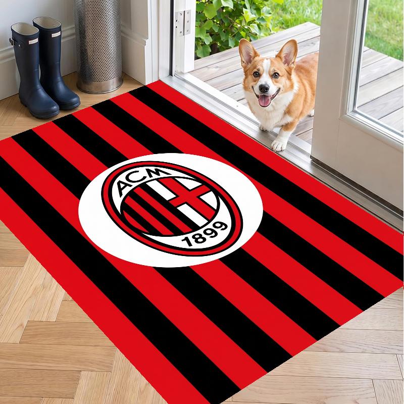 Crystal Velvet Rug with AC Milan Design, Soft Non-Slip Floor Mat for Living Room Bedroom Decor