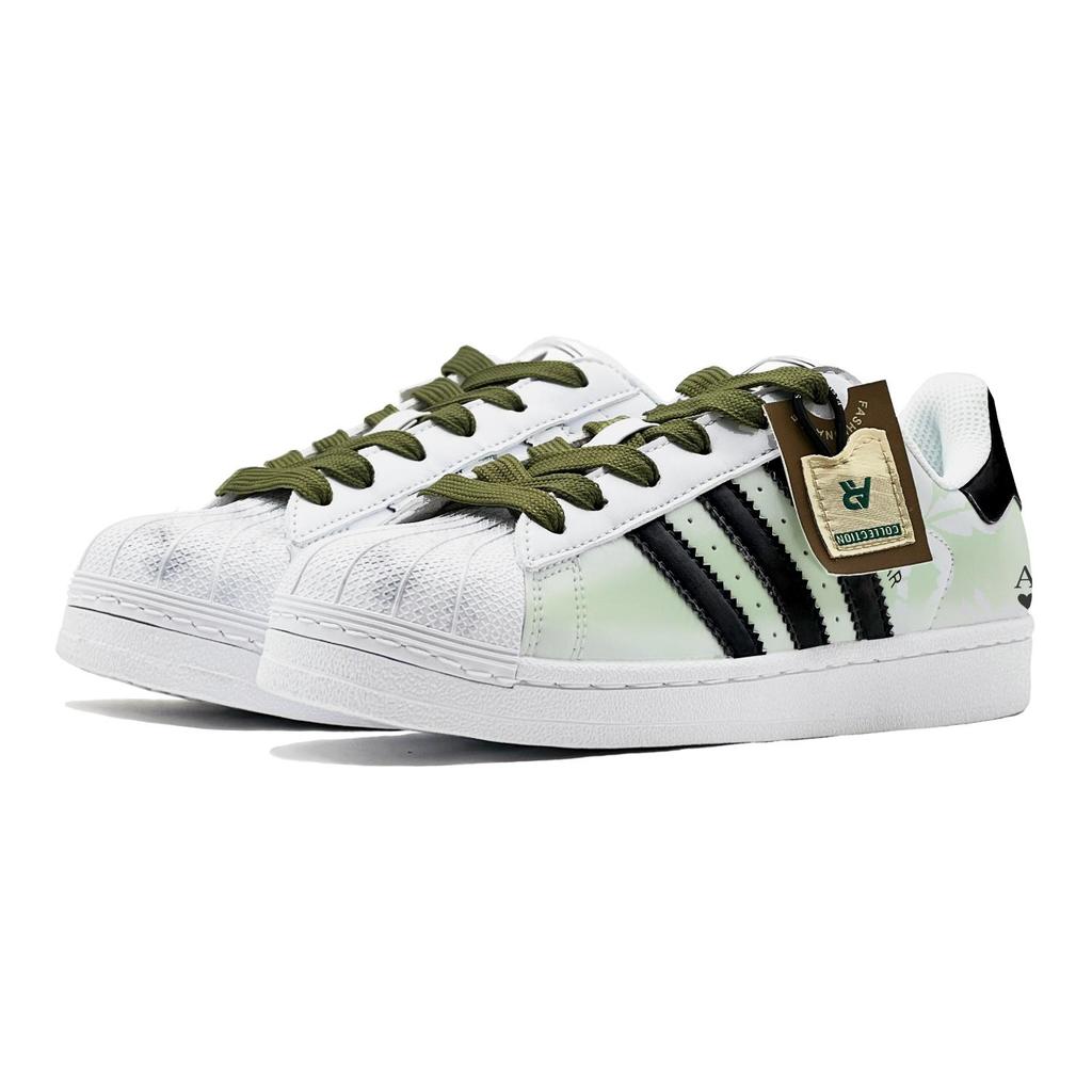 adidas Chaussures de Skateboard Originals Superstar 2 Basse Unisexes Noir Vert IH8659(TeamS1-S-BOX)