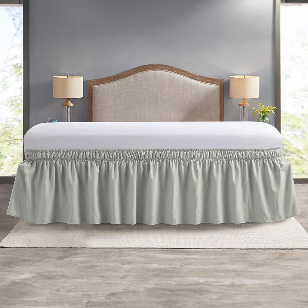 Wrap Around Dust Elastic Ruffle Bed Skirt Bedding for King Queen Twin Easy Fit Wrinkle-Free Washable Fade Resistant Home Decor