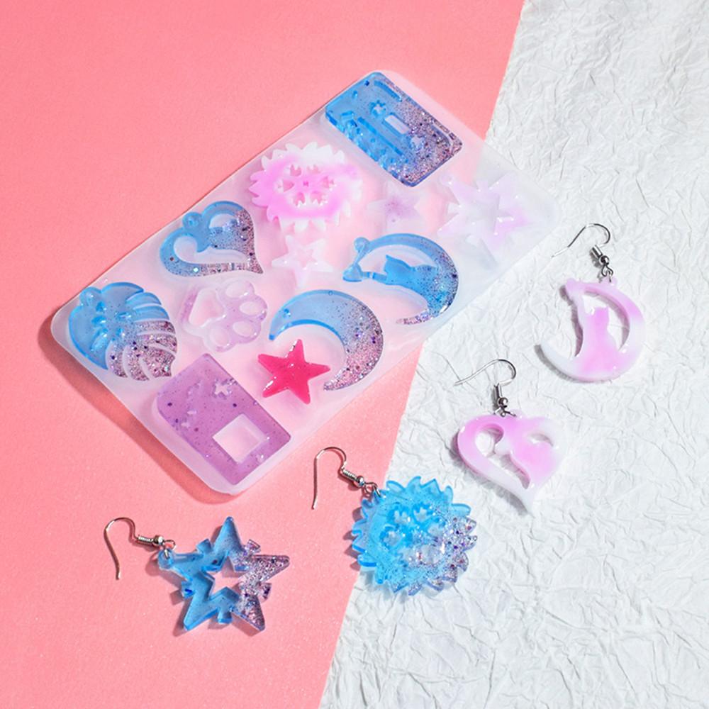 Earrings Pendant Silicone Mold Leaves Heart Shape Epoxy Resin Mold for DIY Necklace Pendant Epoxy Resin Crafts Jewelry Making