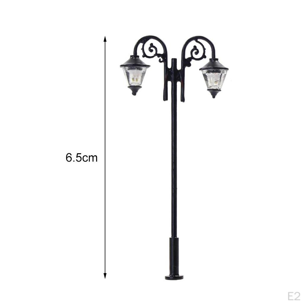 5pcs 1/87 HO Model Miniature Lawn Railway Train Micro Landscape 3V Lamppost Lights, LEDs White Table
