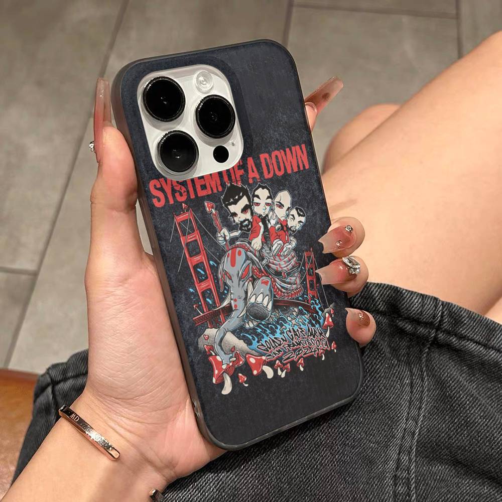Metal Band System Of A Down Phone Case For IPhone 17 16 15 14 13 12 11 Corrugated Frosted Soft Cover Anti-Slip