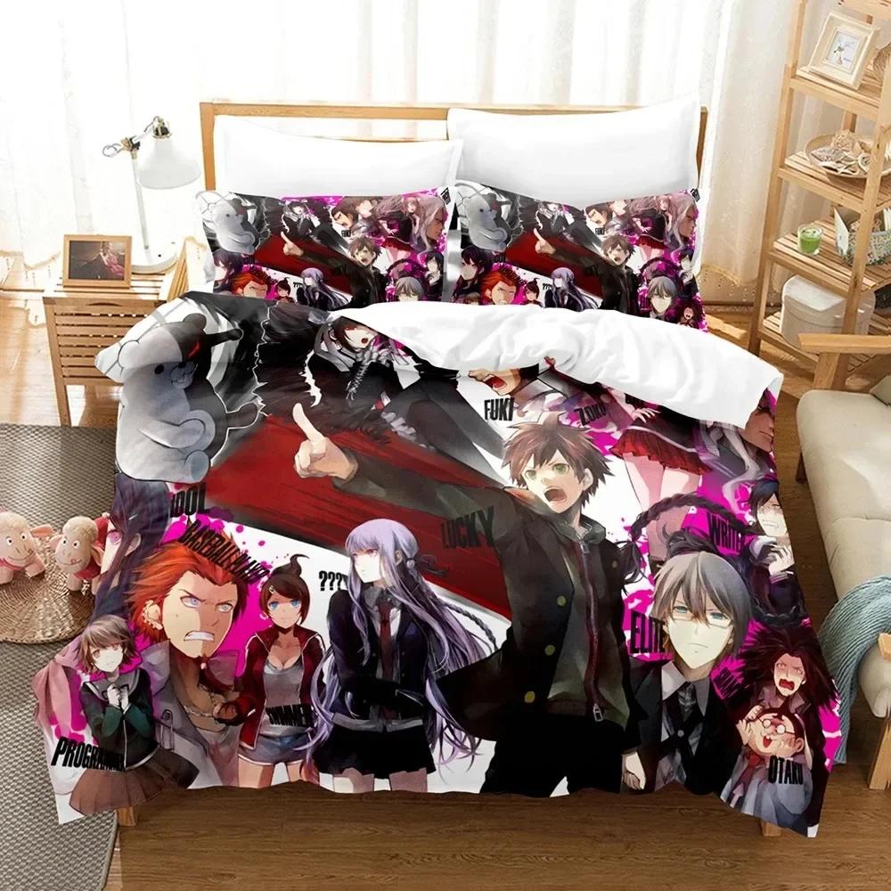 3D Print Anime Danganronpa Comfortable Duvet Quilt Cover Pillowcase Bedding Set Children Bedroom Decoration Home Textile