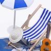 1 Set Dollhouse Mini Sunshade Umbrella Deckchairs Fairy Garden Decoration Summer Beach Micro Landscape DIY Accessories
