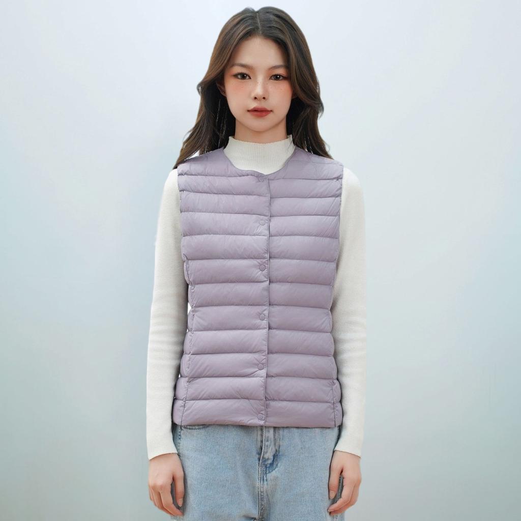 Autumn and Winter Women's Waistcoat Round Neck V-neck Lightweight Down Jacket Vest Duck Down Waistcoat