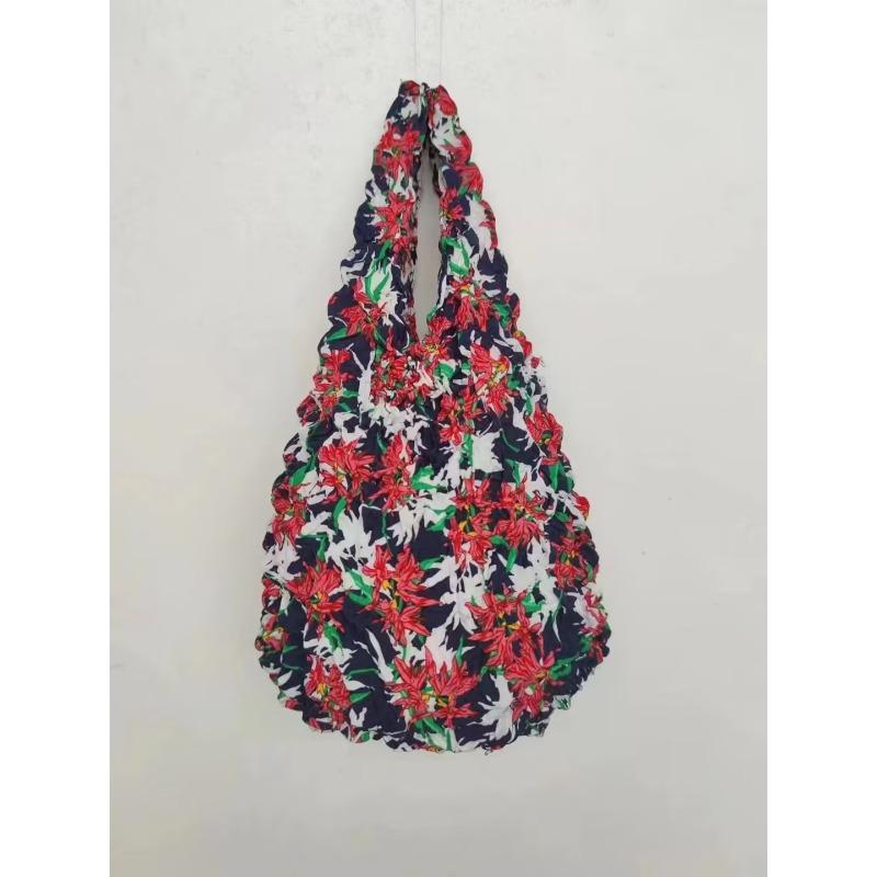 Magic Stretch Bubble Pleated Tote Bag Reusable Washable Multifunctional Shopping Bag for Travel Daily Use