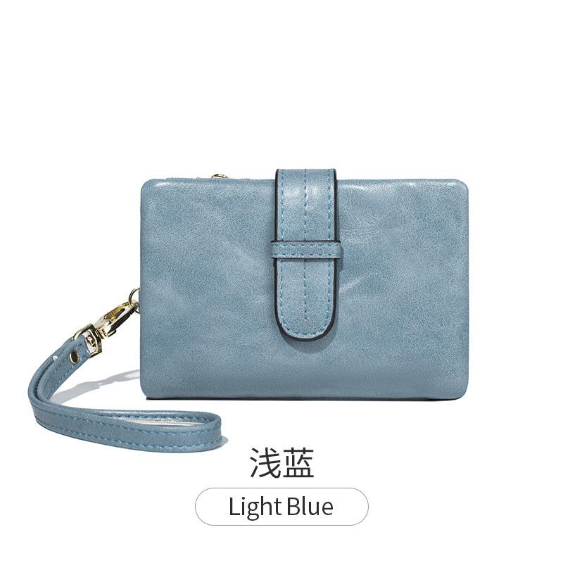 New Women's Wallet Retro Solid Color Portable Short Wallet Simple Fashion Large Capacity Change Bag