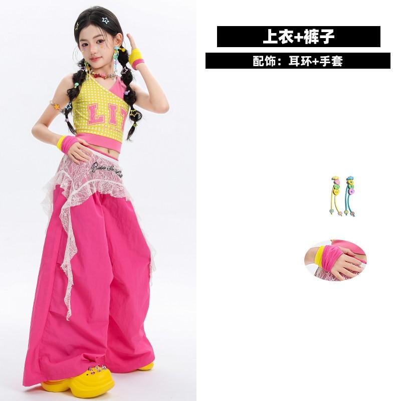 Girls Jazz Dance Costume Kids Performance Outfit Trendy Streetwear Style