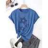 Damen Casual Kurzarm T-Shirt - Schwarz mit Weißem Sternenprint Rundhals Oberteil für Frühling & Sommer Maschinenwaschbar