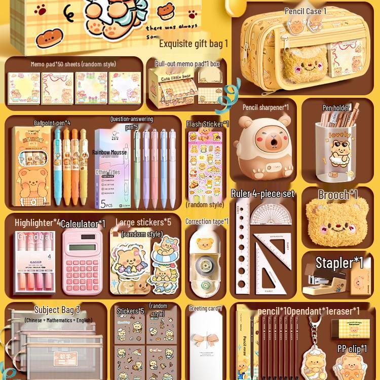 Butterbär Briefpapier Geschenkbox: Zurück zur Schule Set für Kinder, Kindergarten-Abschluss, Geburtstags-Souvenir für Mädchen.