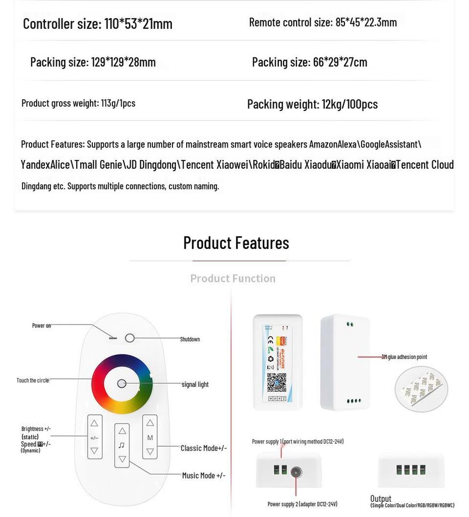 RGB Graffiti Smart Speaker: WIFI & 2.4G Touch Remote, Voice-Controlled.