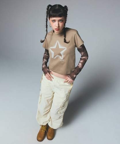 X-girl Typography and Marble Mesh Top 105252013012 Brown, Small