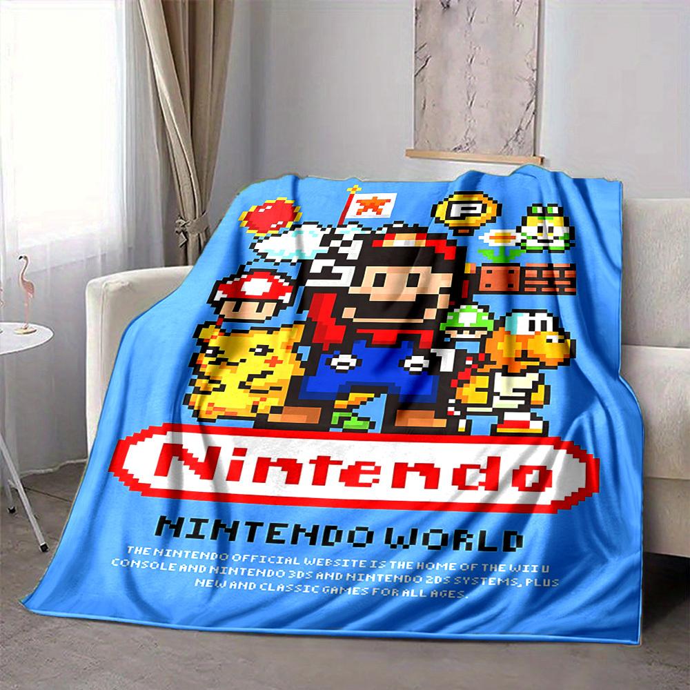 1pc Mario Nintendo World Flannel Blanket, Soft Skin Friendly with Digital Printing, Various Sizes Available for Family, Friends, Birthday