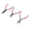 3Pcs Pink Jewelry Pliers Round Needle Diagonal Nose Carbon Steel Sturdy Durable Pliers Set for Crafts DIY