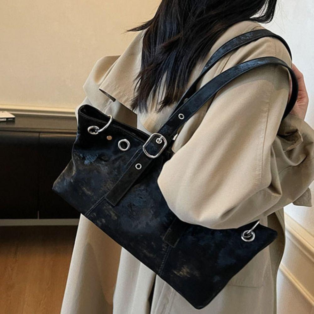 Korean Style Matte PU Tote Bag Solid Color Underarm Packs Fashion Large Capacity Handbag  Girls