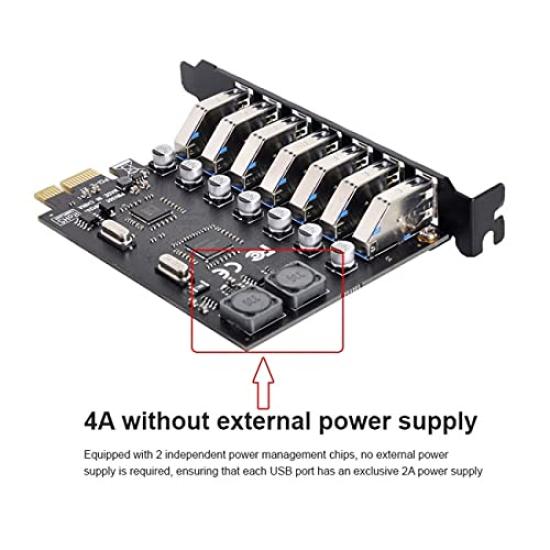 Cablecc 7 Port to HUB PCI Express Expansion Card Adapter 5Gbps for Motherboard PCI-E USB3.0