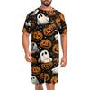 Set Pigiama Casual da Uomo per Halloween Top a Manica Corta e Pantaloncini Leggero Traspirante Abbigliamento da Notte e per il Tempo Libero