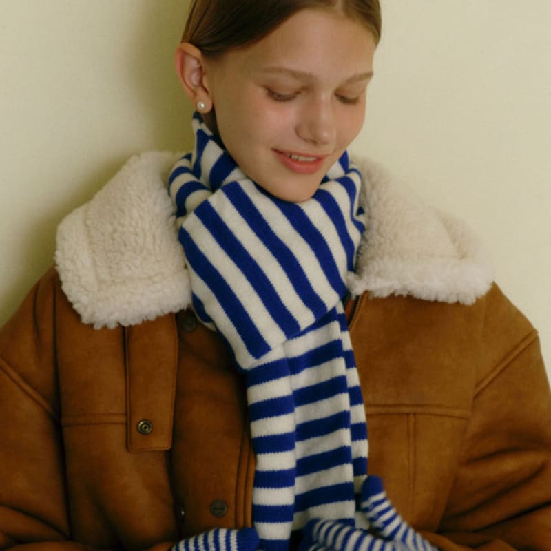 JILL BY JILLSTUART Wool Cashmere Striped Knit Muffler 4COLORS (JLMU5F120BK)