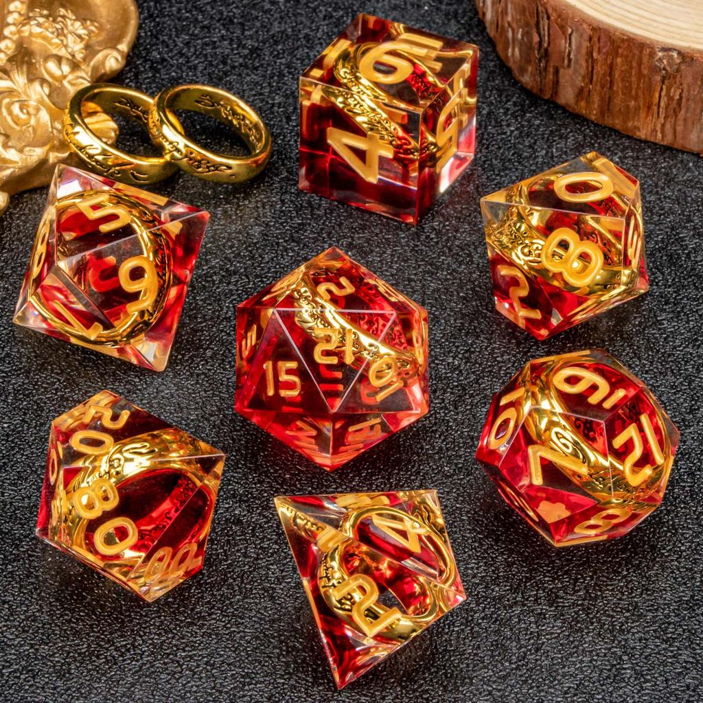 7 Teile/satz Harz Ring Anzahl Polyhedral Würfel für Rolle-Spielen RPG Brettspiel Spielzeug