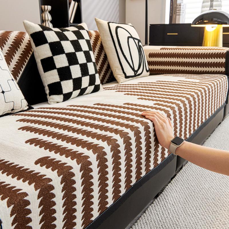 Soffkudde Modern Enkel Linjer Randigt Sofföverdrag Tyg Ett Stycke Heltäckande Internetkändis Sofföverdrag Tillverkare