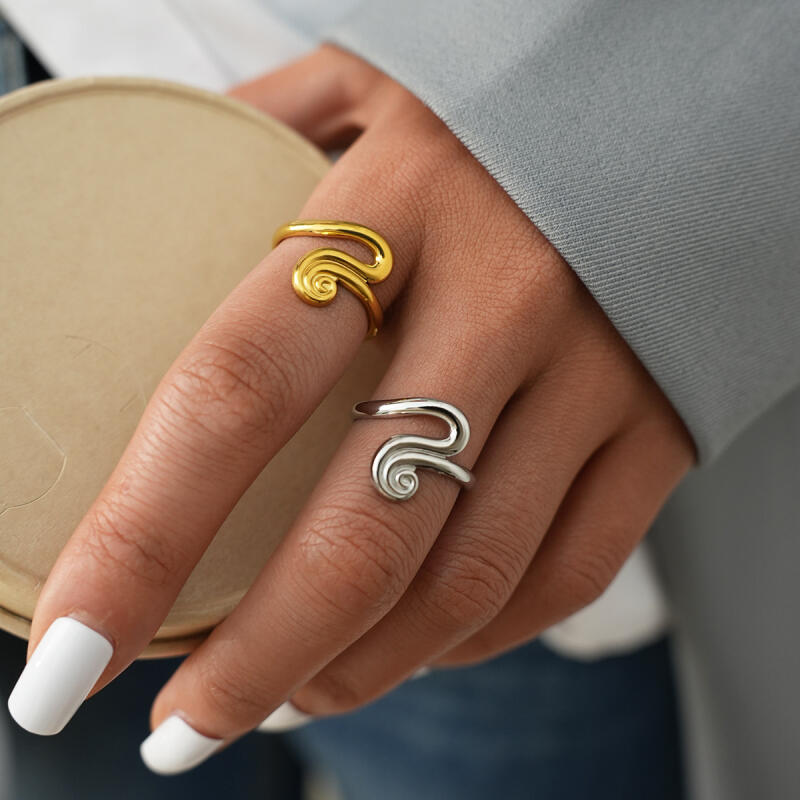 304 Stainless Steel Geometric Line Open Rings for Women Men Fashionable Individualized Design Finger Rings Jewelry Accessories