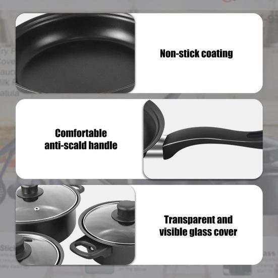 13Pcs Cookware Set Non-Stick Iron Pots And Pans with Comfortable Handles